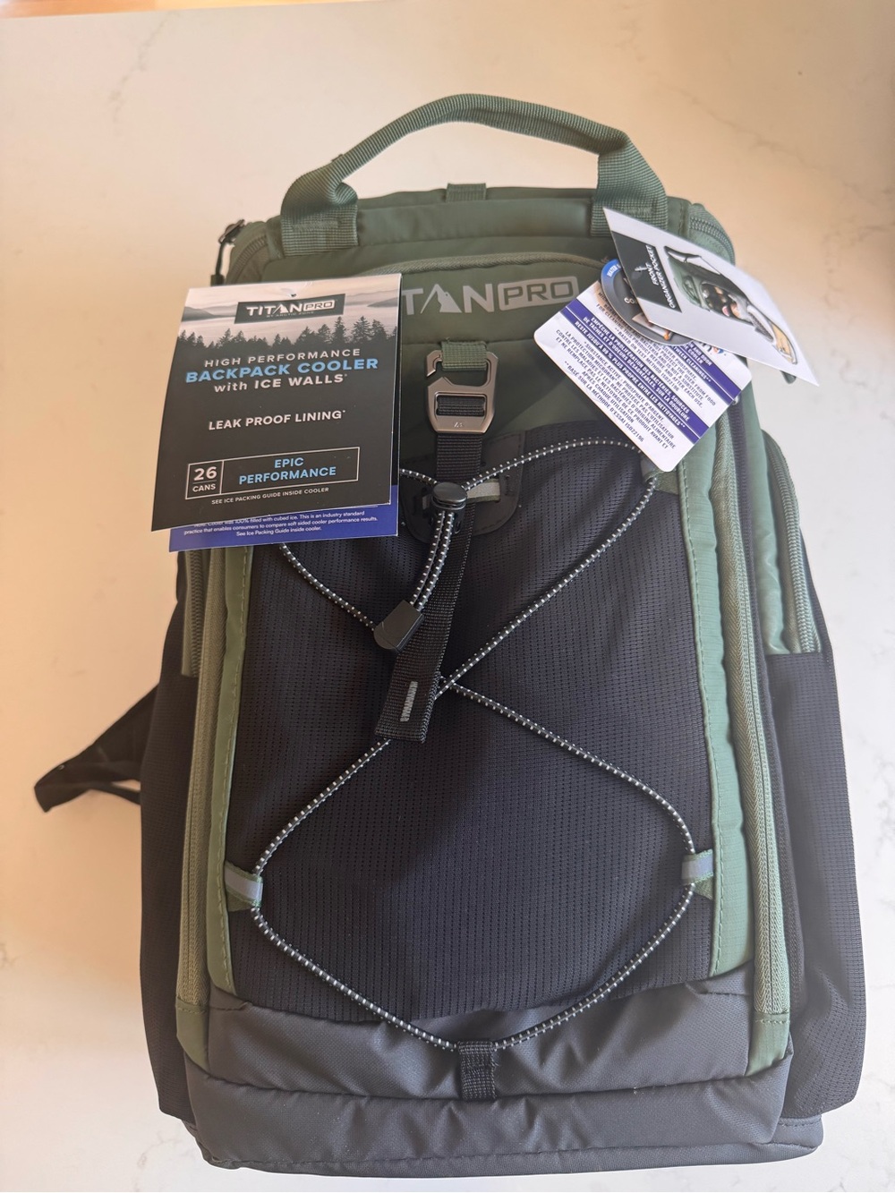 Titan Olive Green and Black Performance Backpack Cooler